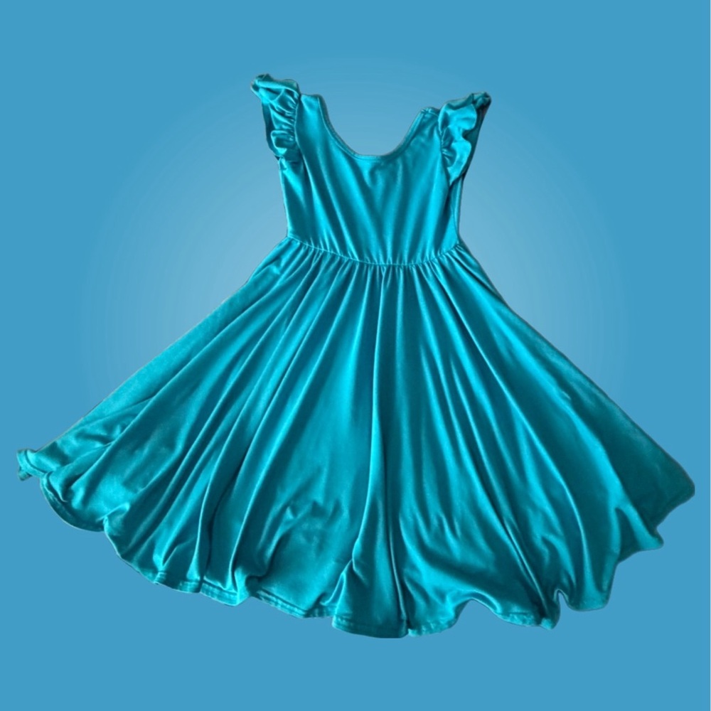 Dot Dot Smile DDS Empire Twirl TEAL BLUE Dress- Size 5/6
